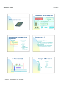 Il Microprocessore Architettura di un Computer Componenti