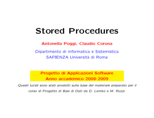 Stored Procedures - Dipartimento di Informatica e Sistemistica