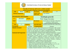 Sociologia generale Prof. Sergio Severino