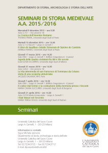 Seminari SEMINARI DI STORIA MEDIEVALE A.A. 2015/2016