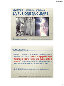 Lez. 5 / La fusione nucleare