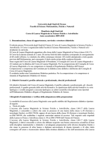 Manifesto 2009/2010 - Corso di Laurea Magistrale in Scienze