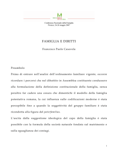Famiglia e diritti Intervento del relatore Francesco Paolo