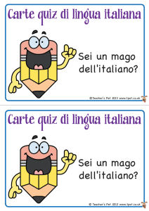 Carte quiz di lingua italiana Carte quiz di lingua italiana