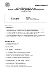Biologia - univr dsnm - Università degli Studi di Verona