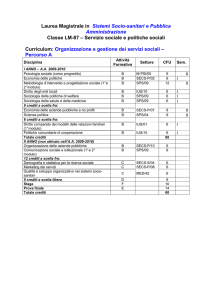 Laurea Magistrale in Sistemi Socio-sanitari e Pubblica