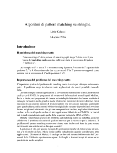 Algoritmi di pattern matching su stringhe.