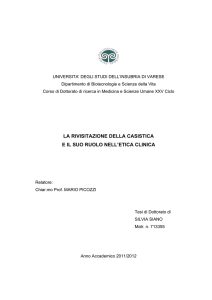 la rivisitazione della casistica e il suo ruolo nell`etica clinica