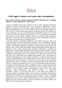 Comunicato dati HIV in Italia e nel Lazio