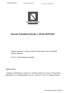 Decreto Presidente Giunta n. 29 del 25/01/2017