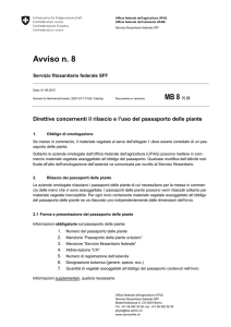 Avviso n. 8 passaporto delle piante