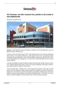 UCI Cinemas: nel 2011 musical live, partite in 3d e tutte le sale