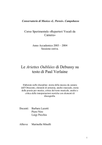 Le Ariettes Oubliées di Debussy su testo di Paul Verlaine