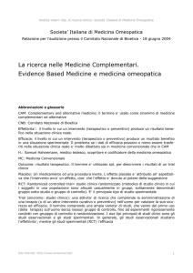relazione della Società Italiana di Medicina Omeopatica