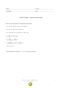 Verifica di algebra – Equazioni di primo grado