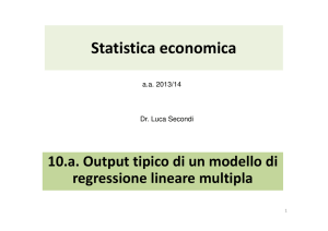 Output tipico di un modello di regressione lineare multipla