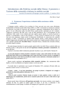 Introduzione alla Dottrina sociale della Chiesa: il pensiero e l`azione