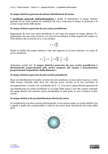 Il campo elettrico generato da alcune distribuzioni di carica Il