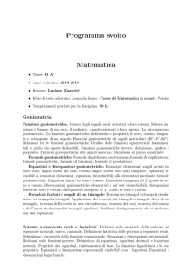 Programma svolto Matematica