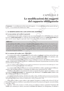 Capitolo 2 le modificazioni dei soggetti del rapporto obbligatorio