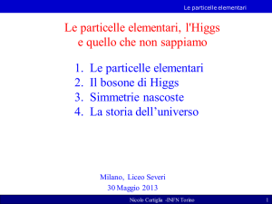 1. Le particelle elementari 2. Il bosone di Higgs 3. Simmetrie