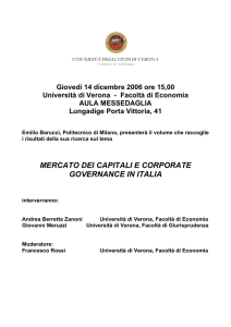 MERCATO DEI CAPITALI E CORPORATE GOVERNANCE IN ITALIA