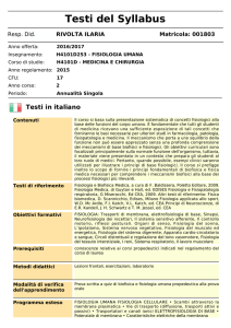 fisiologia umana - Dipartimento di Medicina e Chirurgia