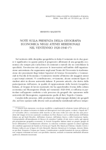 note sulla presenza della geografia economica negli atenei