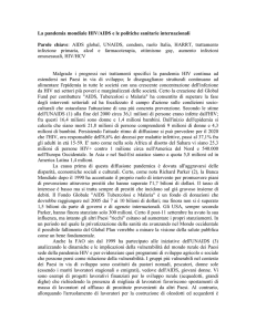 La pandemia mondiale HIV/AIDS e le politiche sanitarie