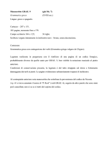 Manoscritto GRAE. 9 (già Ms. 7) Grammatica greca (XVIII sec