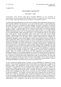 18 ottobre 2012 Crisi economica e nuove povertà Elisa Badiali