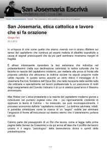 San Josemar  , etica cattolica e lavoro che si fa orazione