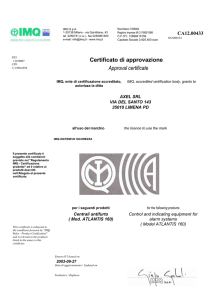 Certificato di approvazione Approval certificate