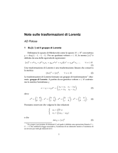 Note sulle trasformazioni di Lorentz