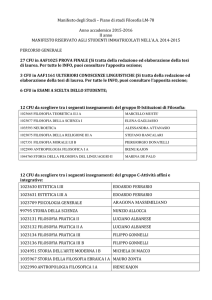 Manifesto degli Studi – Piano di studi Filosofia LM 2