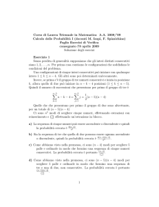 Corso di Laurea Triennale in Matematica A.A. 2008/`09 Calcolo