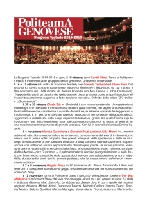 1 La Stagione Teatrale 2014-2015 si apre, il 10 ottobre, con i Cavalli