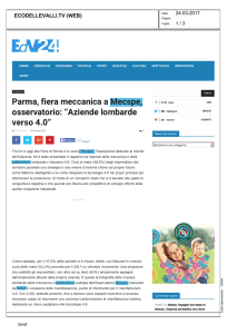 Parma, fiera meccanica a Mecspe, osservatorio: “Aziende lombarde