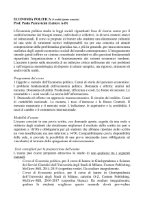 Economia politica (AD) prof.ssa Paola Parravicini