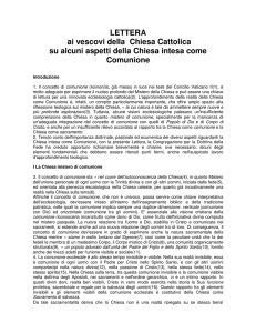 Lettera su alcuni aspetti della Chiesa