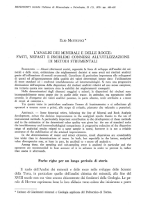 l`analisi dei minerali e delle rocce, fasti, nefasti e problemi