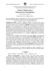 Analisi Matematica Programma Dettagliato