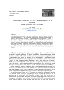 Le traduzioni italiane del Tractatus theologico-politicus di