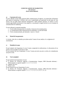 COMUNICAZIONE DI MARKETING (II semestre) (Prof. Enrico