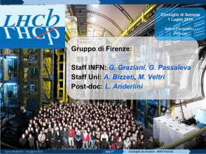 Gruppo di Firenze: Staff INFN: G. Graziani, G. Passaleva Staff Uni: A