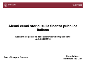 Alcuni cenni storici sulla finanza pubblica italiana Economia e