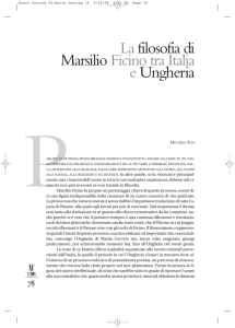 La filosofia di Marsilio Ficino tra Italia e Ungheria
