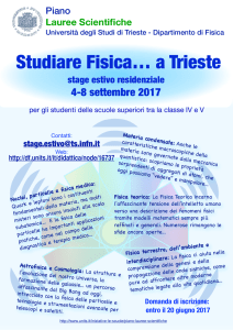 Studiare Fisica… a Trieste - Università degli studi di Trieste