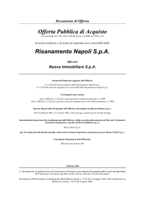 Offerta Pubblica di Acquisto Risanamento Napoli S.p.A.