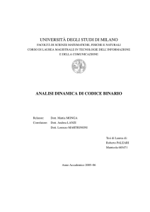 universit`a degli studi di milano analisi dinamica di codice binario